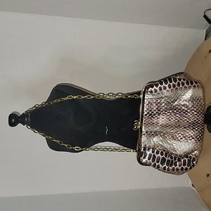 NEW Joan Rivers Clutch Faux Snake Skin Kiss Lock Purse